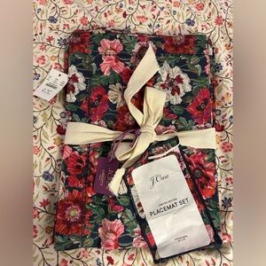 J. Crew Limited Edition Amelie Poppy Floral Placemat Set of 4 NWT New